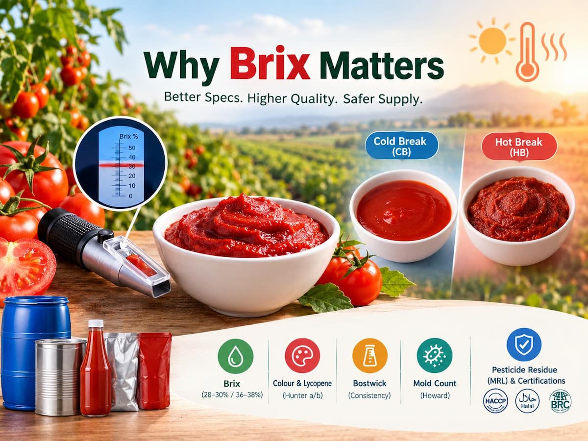 Grado Brix del concentrato di pomodoro in una stagione calda: cosa devono verificare gli acquirenti prima di firmare i contratti del 2026
